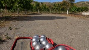 petanque in de boomgaard